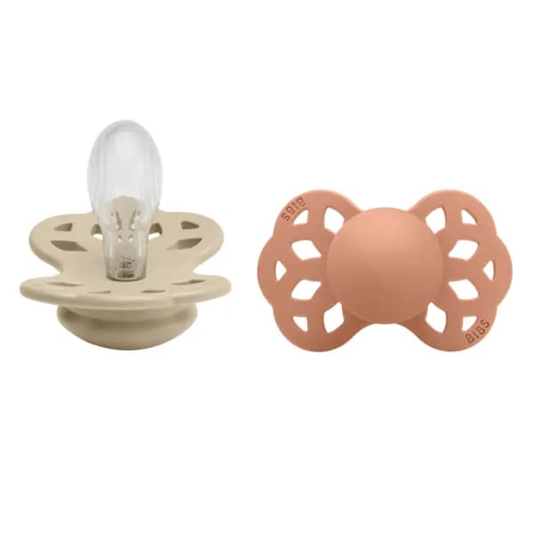BIBS Infinity Silicone Symmetrical Size 2 Vanilla/Peach 2-pack