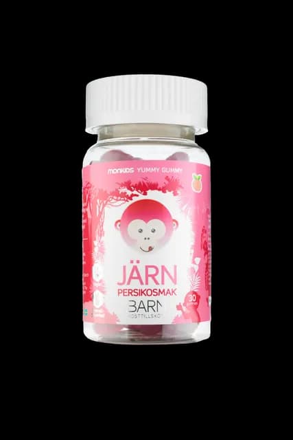 Monkids Järn Barn Persika 30 tuggtabletter