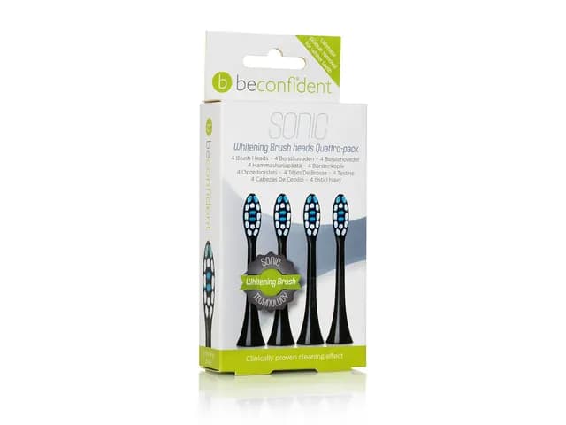 Beconfident Sonic Tandborsthuvud Whitening svart 4-pack