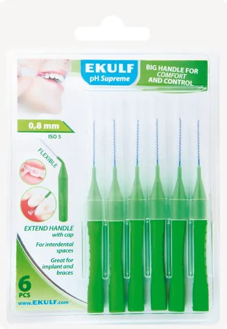 Ekulf Ph Supreme Mellanrumsborste Grön 0,8 mm 6-pack