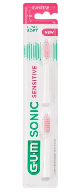 GUM Sonic Sensitive Batteritandborste Refill Extra Soft Vit 2 st