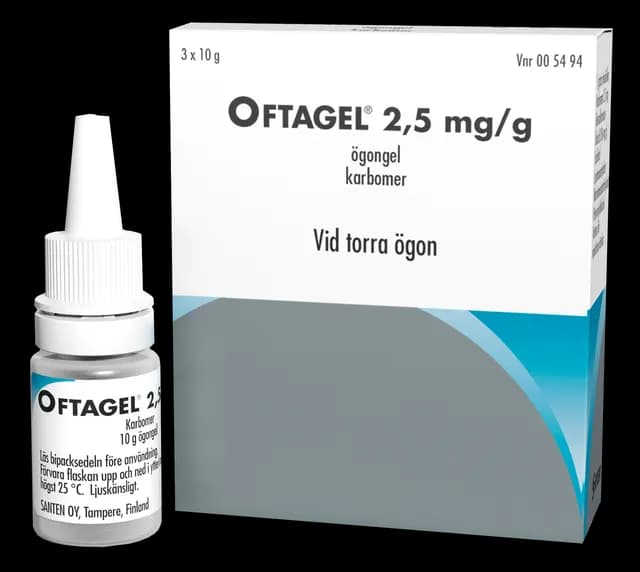 Oftagel, ögongel 2,5 mg/g 3 x 10 gr