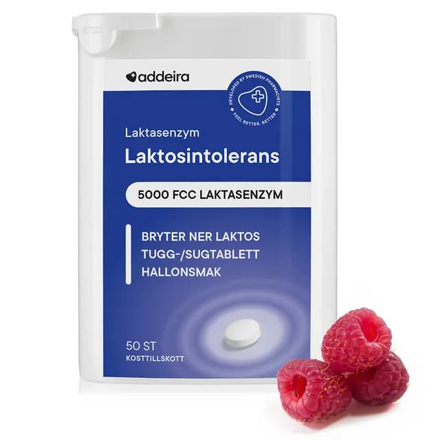Addeira Laktasenzym vid Laktosintolerans Tuggtabletter 50 st