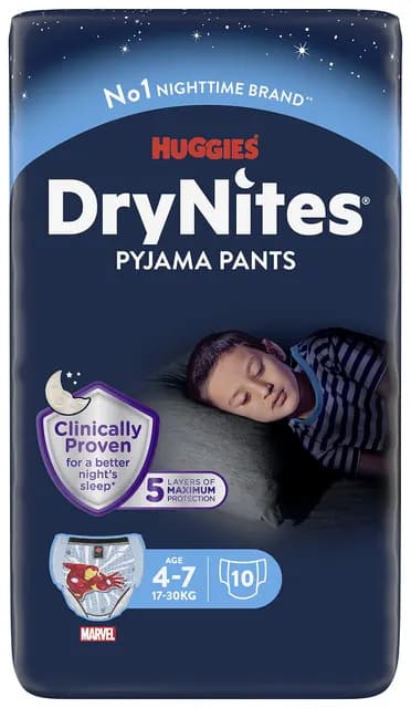 Huggies DryNites Pyjama Pants Boy 4-7 år 17-30 kg 10 st