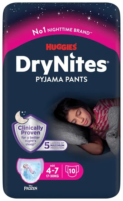 Huggies DryNites Pyjama Pants Girl 4-7 år 17-30 kg 10 st