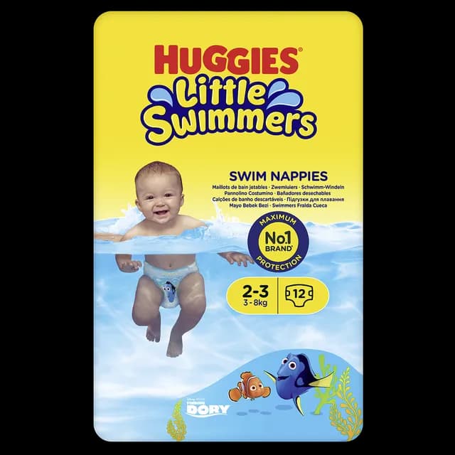 Huggies Little Swimmers Badblöjor S 2-3 år 3-8 kg 12 st