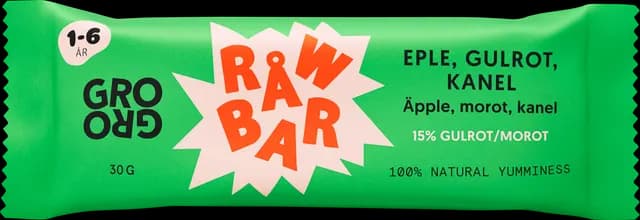 GroGro Råwbar Äpple, Morot, Kanel 30 g