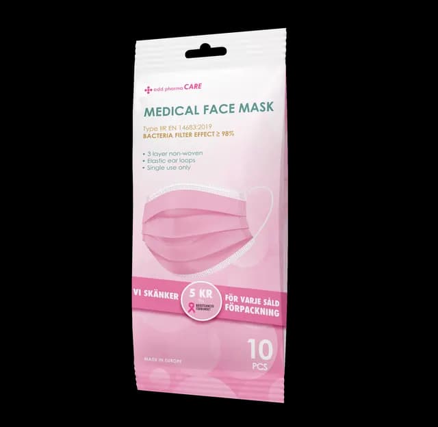 Add Pharma CARE Typ IIR Rosa Munskydd 10-pack