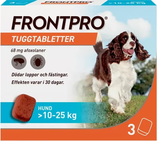 FRONTPRO Tuggtabletter Hund L 10-25 kg 3 st 68 mg