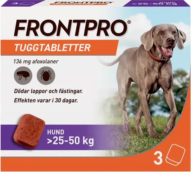 FRONTPRO Tuggtabletter Hund XL >25-50 kg 3 st 136 mg