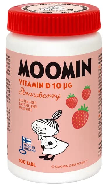 Moomin Vitamin D Jordgubb 90 tuggtabletter