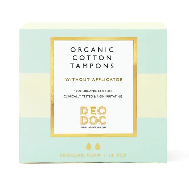 DeoDoc 100 % ekologiska bomullstamponger Regular Flow 18 st