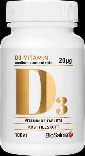 Biosalma D3-vitamin Medium Concentrate 20 µg 100 tabletter