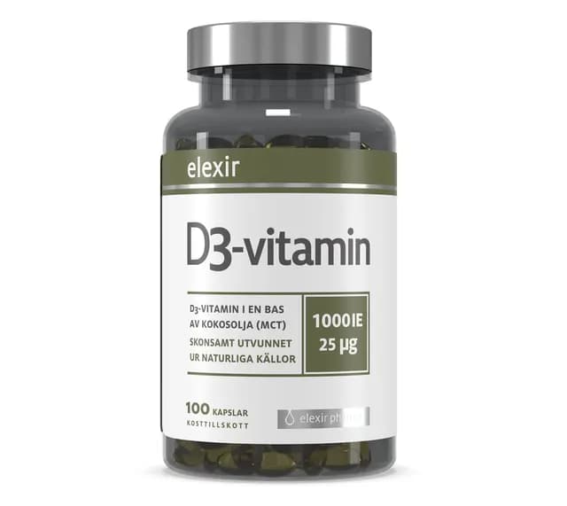 Elexir Pharma D3-vitamin 1000IE 100 kapslar