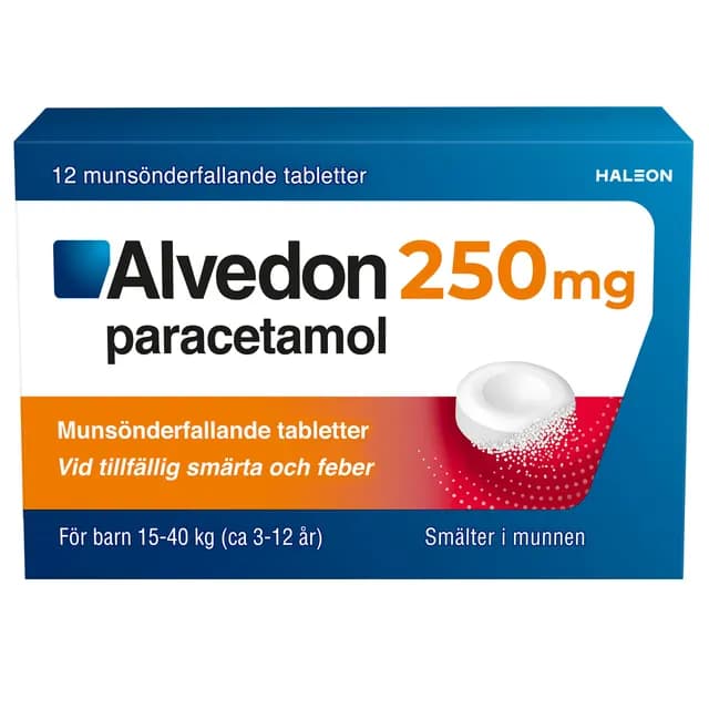 Alvedon Munsönderfallande tablett 250 mg 12 st (15-40 kg)