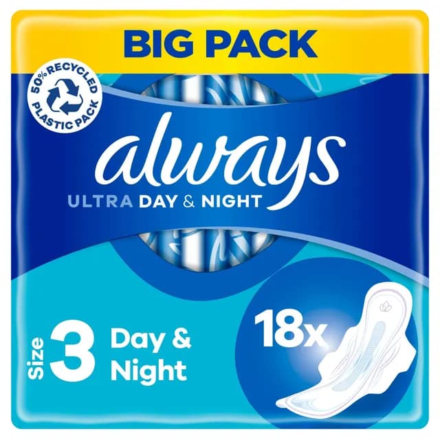 Always Ultra Day & Night Bindor Storlek 3 Med Vingar 18 st