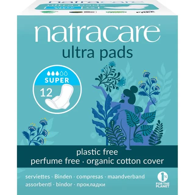 Natracare Ekologiska Bindor Ultra Super med vingar, 12 st