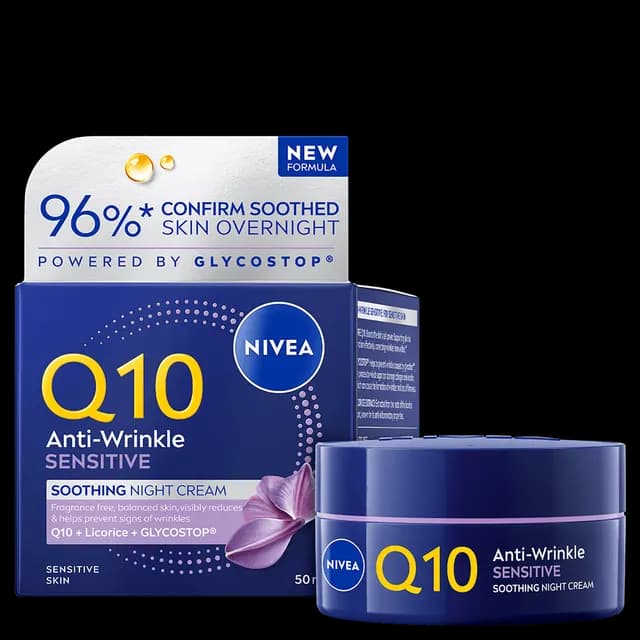 NIVEA Nattkräm Q10 Anti-Wrinkle Sensitive Soothing Night Cream 50 ml