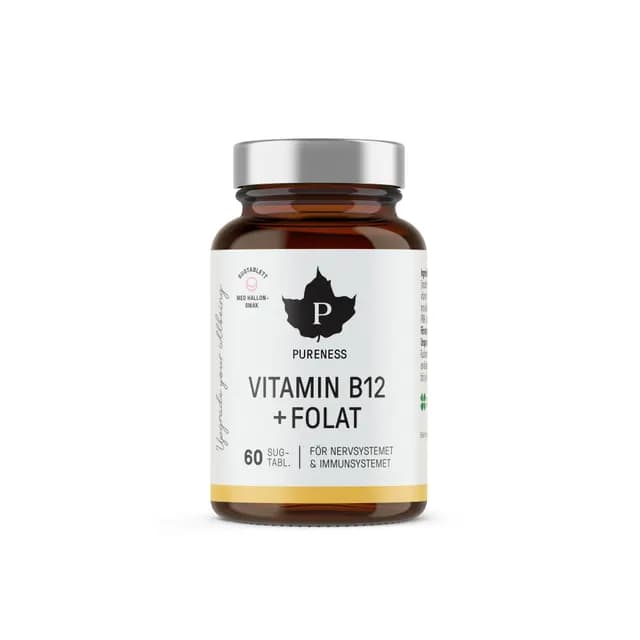 Pureness Vitamin B12 + Folat Hallon 60 sugtabletter