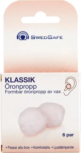 Swedsafe Klassisk Öronpropp av vax 6 par