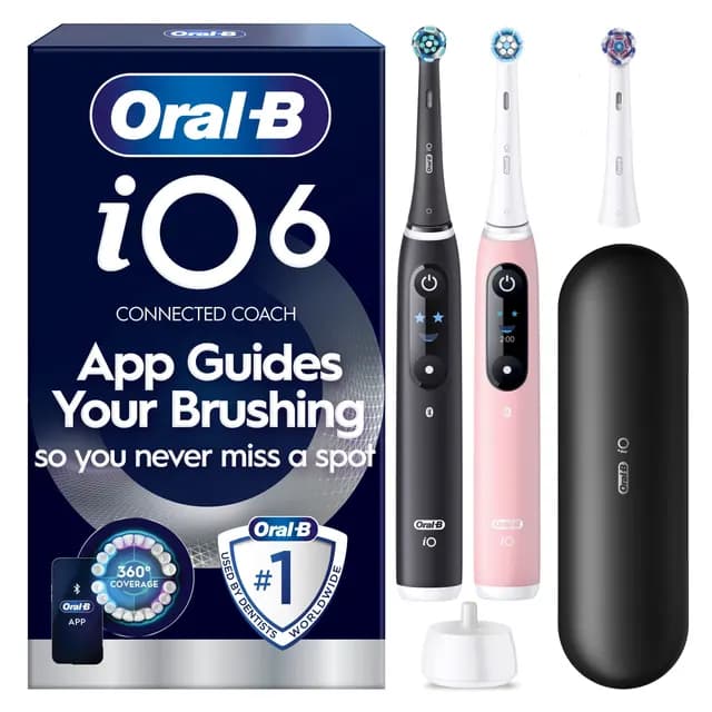 Oral-B iO 6 Eltandborstar Duo-pack Svart & Rosa med Resefodral