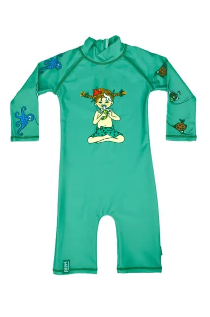 Swimpy UV-dräkt 74-80 Pippi Söderhavet grön