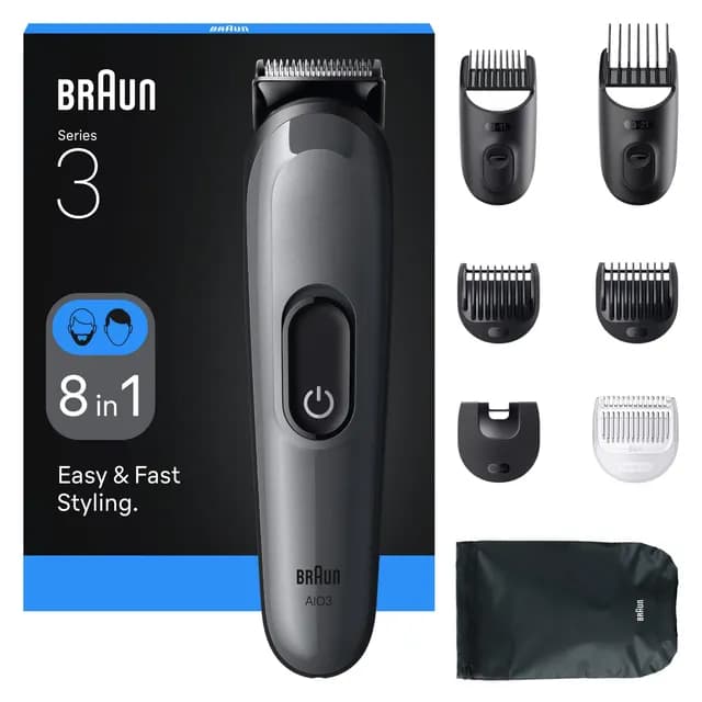 Braun All-in-One Series 3 8-in-1 Grooming Kit AIO3540 Grå