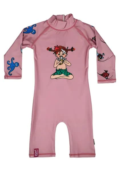 Swimpy UV-dräkt 86-92 Pippi Söderhavet rosa