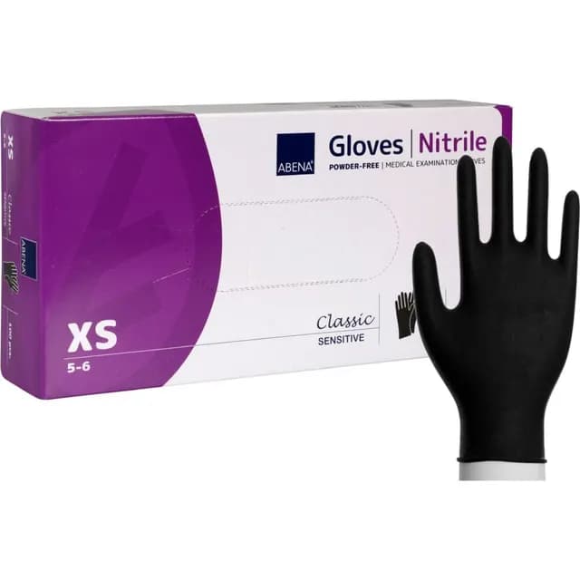 ABENA Nitrilhandske Puderfri Svart XS 100-pack