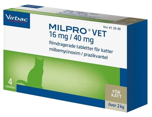Milpro Vet 16 mg/40 mg Filmdragerade Tabletter för Katter 4 st