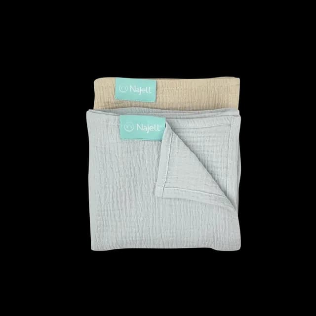 Najell Muslin Blanket Ivory White/Sky Blue 2-pack