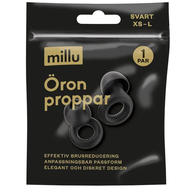 Millu Öronproppar Diskret Svart 1 par