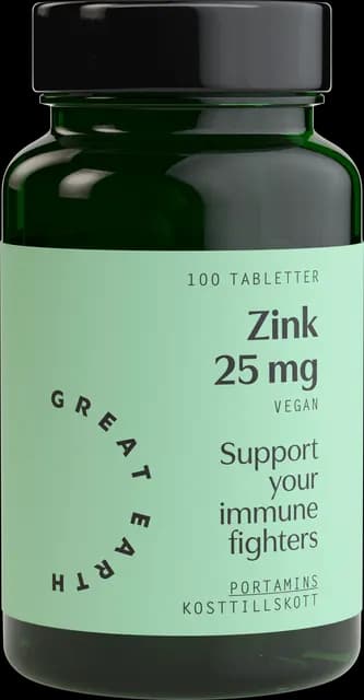 Great Earth Zink 25 mg 100 tabletter