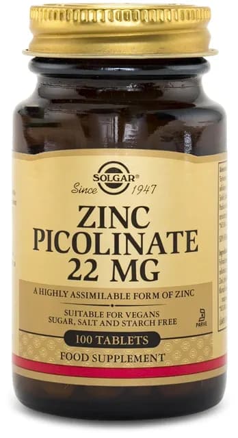 Solgar Zinc Picolinate 22 mg 100 tabletter