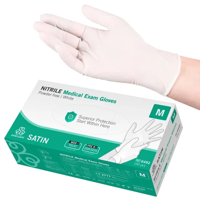 Evercare Nitrilhandskar Vit Medium 150st