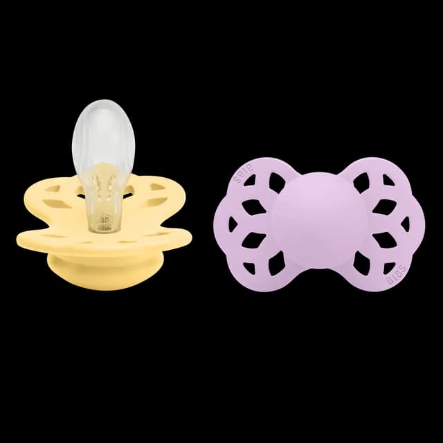 BIBS Infinity Silicone Symmetrical Size 2 Pale Butter/Violet Sky 2-pack
