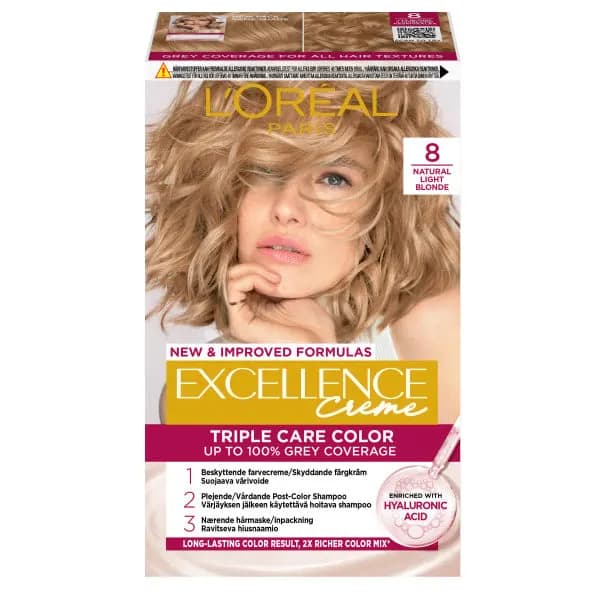 L'Oréal Paris Excellence Creme Permanent Hårfärg 8 Natural Light Blonde