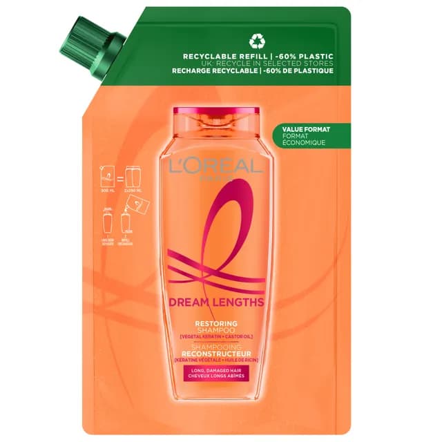 L'Oréal Paris Elvital Dream Length Shampoo Refill för långt hår 500 ml