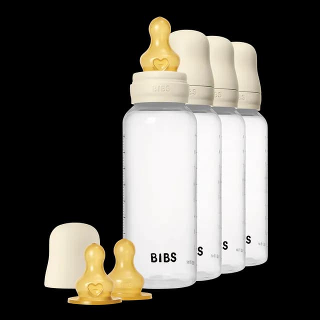 BIBS Baby Bottle Round Latex Ivory 270 ml 4-pack