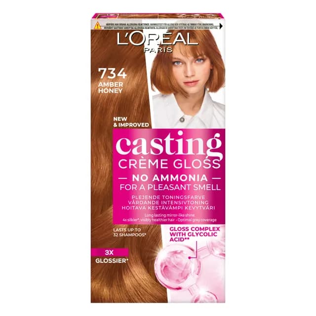 L'Oréal Paris Casting Crème Gloss Semi-Permanent Hårfärg 734 Amber Honey