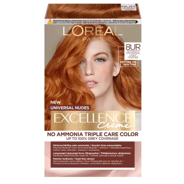 L'Oréal Paris Excellence Universal Nudes Permanent Hårfärg 8UC Universal Light Copper