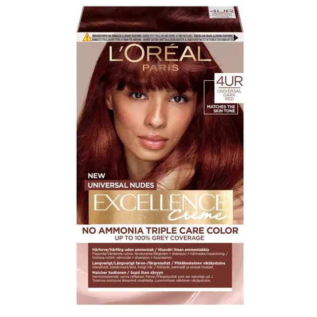 L'Oréal Paris Excellence Universal Nudes Permanent Hårfärg 4UR Universal Dark Red