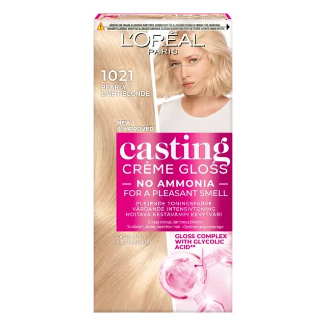 L'Oréal Paris Casting Crème Gloss Semi-Permanent Hårfärg 1021 Pearly Light Blonde