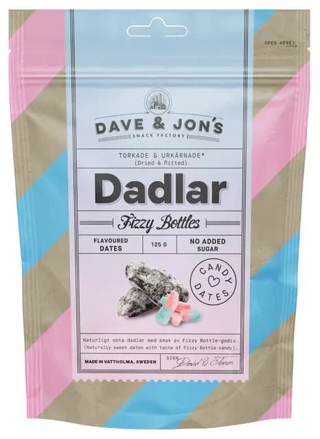 Dave & Jon´s  Dadlar Fizzy Bottles 125 g