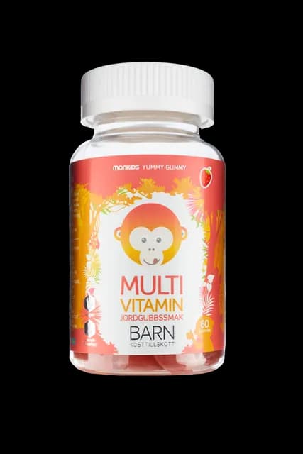 Monkids Multivitamn Jordgubb Barn 60 tuggisar