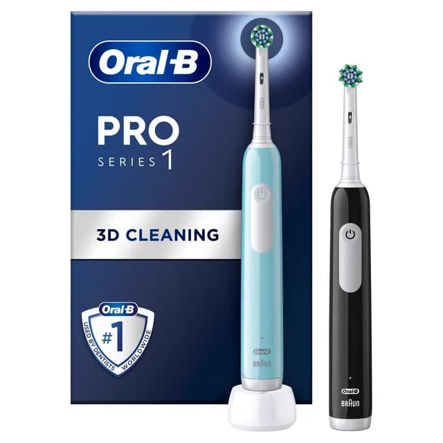 Oral-B Pro S1 Duopack Blå och Svart Eltandborstar 2 Tandborsthuvuden Designed by Braun