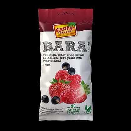 Exotic Snacks BARA Jordgubb, Hallon, Svartvinbär 55 g