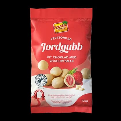 Exotic Snacks Frystorkad Jordgubb Vit Choklad Yoghurt 125 g