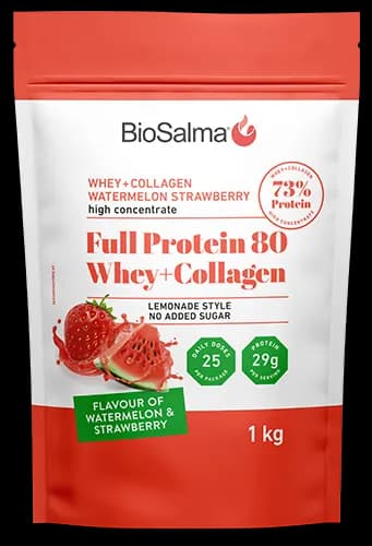 BioSalma Full Protein 80 Whey+Collagen Watermelon Strawberry 1000 g