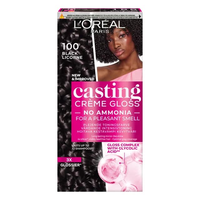 L'Oréal Paris Casting Crème Gloss Semi-Permanent Hårfärg 100 Black Licorne